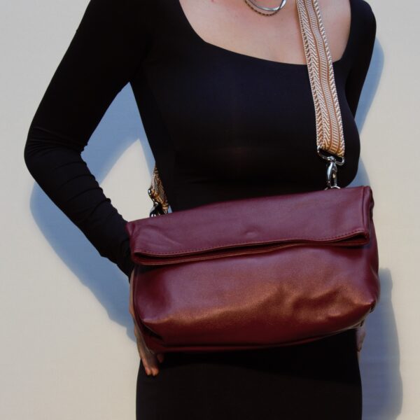 Sac signature Fany - Veau petit grain bordeaux – Image 2